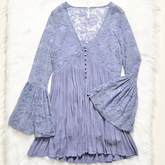 SOLD-Free People Embroidered Lace Crinkle Tunic Dress - Picture 10 of 13